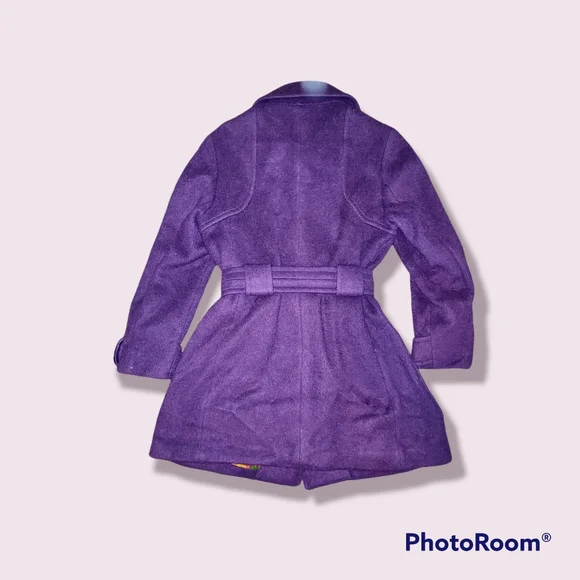 💜1960's-1970's Vintage Purple Wool Belted Coat - Picture 6 of 15